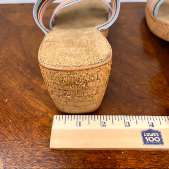 Italian Made Wedges Slip Ons Rainbow Elastic Straps 7M - Picture 10 of 11